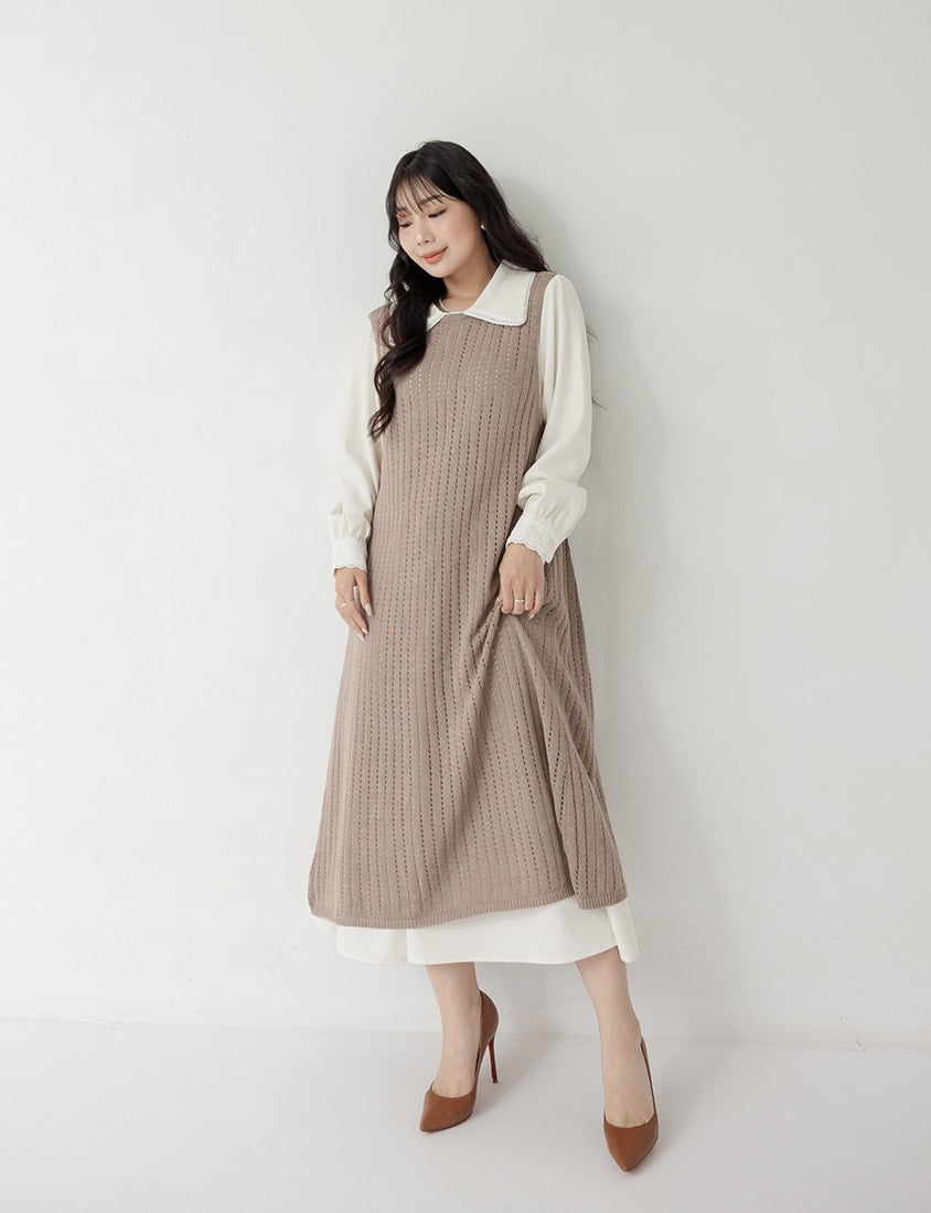 MISS. 2-Way Convertible Hollow Plus Size Long Knit Vest