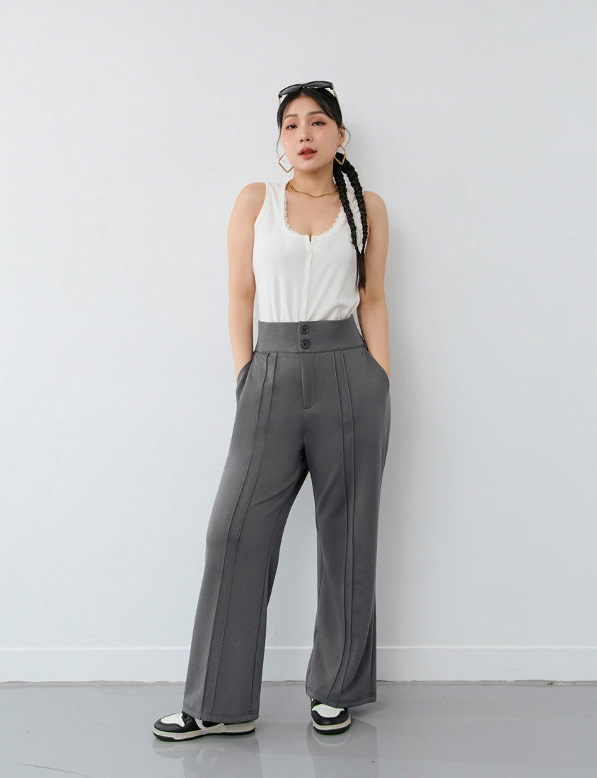 MUA! Faux Button Lace Panel Plus Size Ribbed Vest