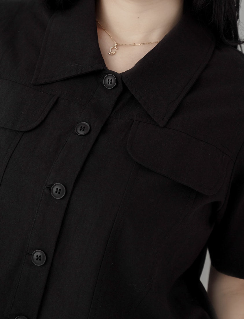 Spring Cotton Linen Stitch Plus Size Short Sleeve Shirt