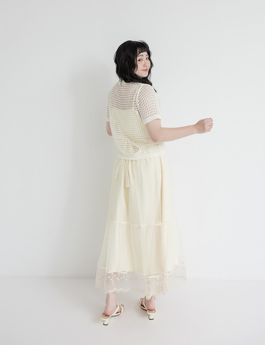 Summer Hollow Knit Short Sleeve Plus Size Top