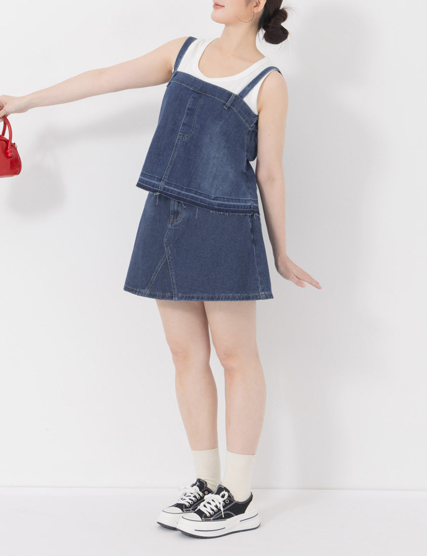 Tencel Denim Elastic Back Plus Size Strap Cami Vest