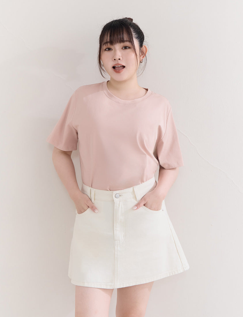 Casual Twill Cotton A-Line Plus Size Mini Skirt
