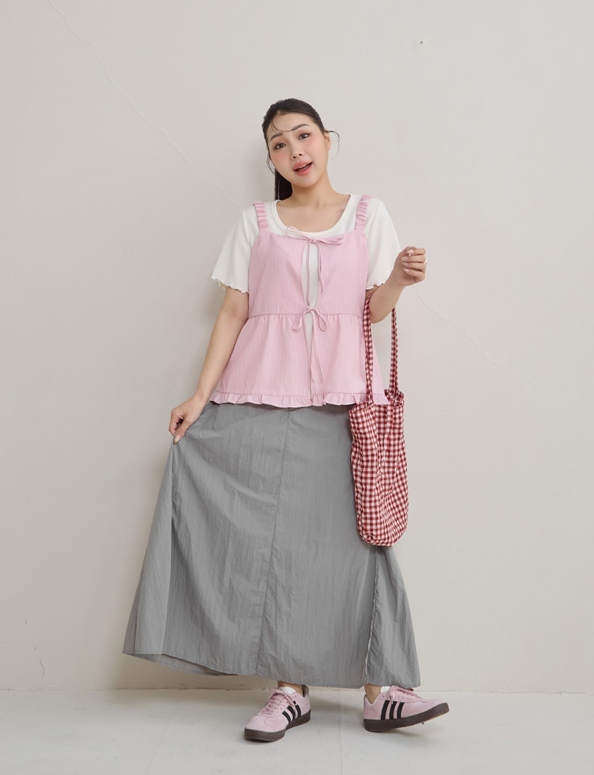 Sweet Stripe Tie-Front Plus Size Layering Vest