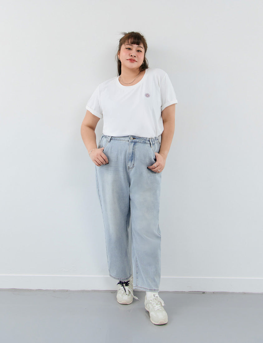 Heavyweight Floral Embroidery Plus Size Crewneck Tee