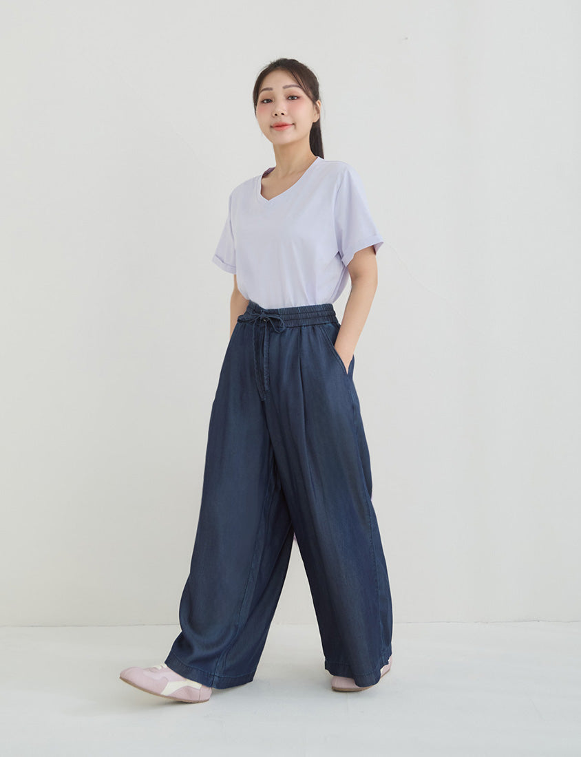 Cooling Lyocell Denim Plus Size Drawstring Pants
