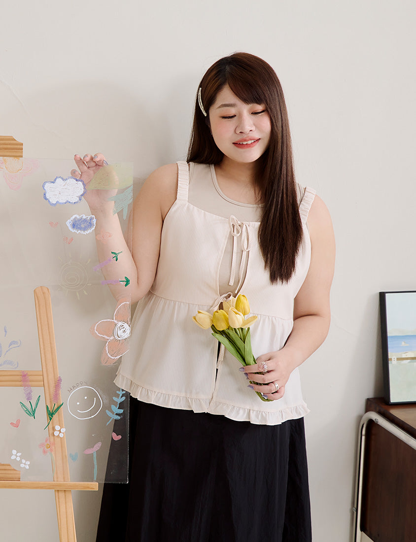 Sweet Stripe Tie-Front Plus Size Layering Vest