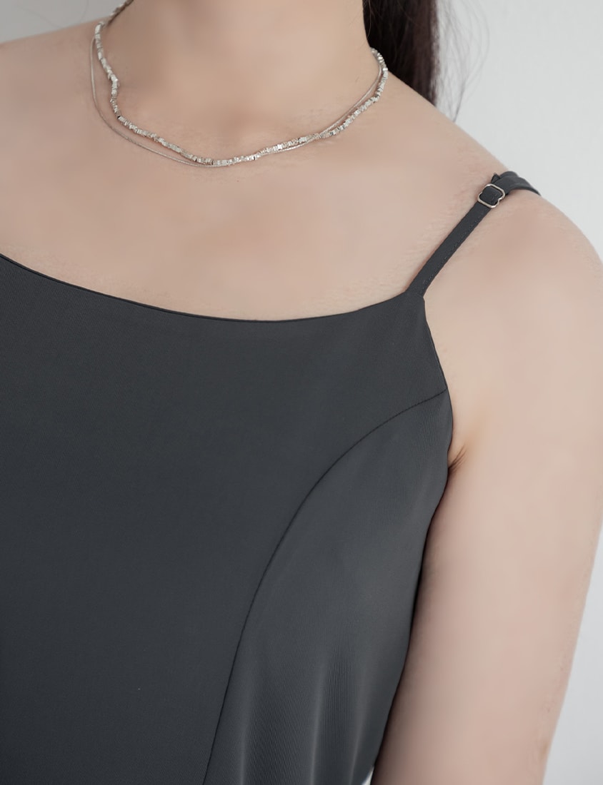 MISS. Silky Cool Refined Cami Strap Plus Size Maxi Dress (With Waist Belt)