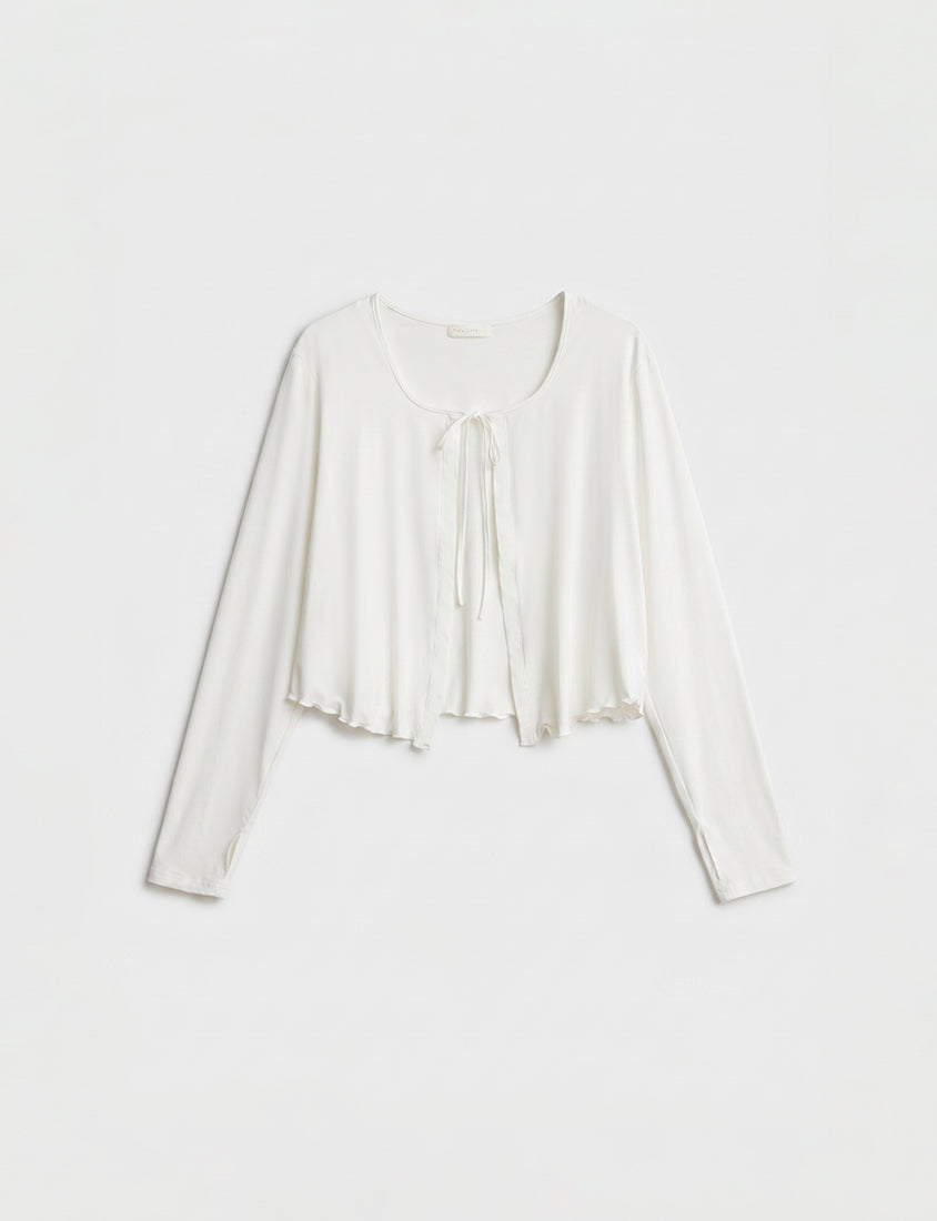 Instant Cooling UV-Protection Cropped Ruffle Trim Plus Size Cover Up
