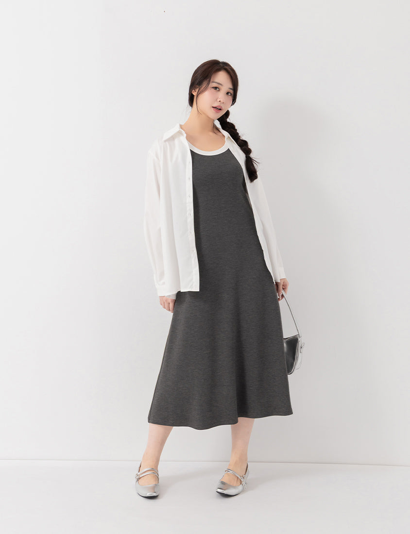 Lyocell Cloud Cotton Open-Back Short Sleeve Maxi Dress