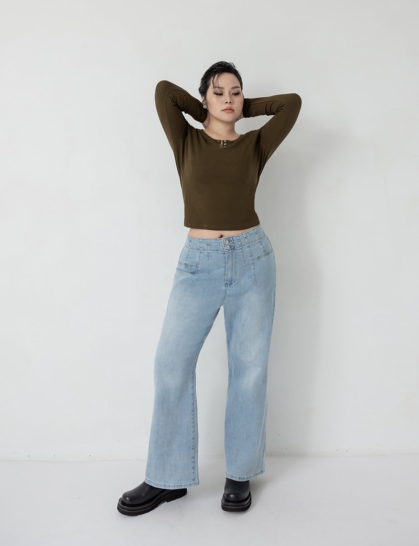 MUA! High Waist Corset Sculpting Long Leg Plus Size Flare Jeans