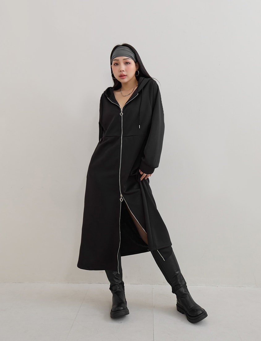 MUA! Heart Double-Zip Plus Size Hooded Maxi Dress