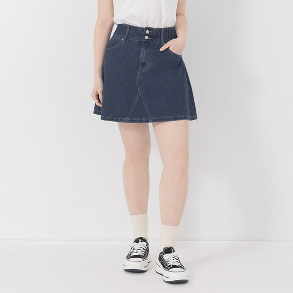 Ultra High Waist Tummy Flattering Plus Size A-Line Denim Skirt