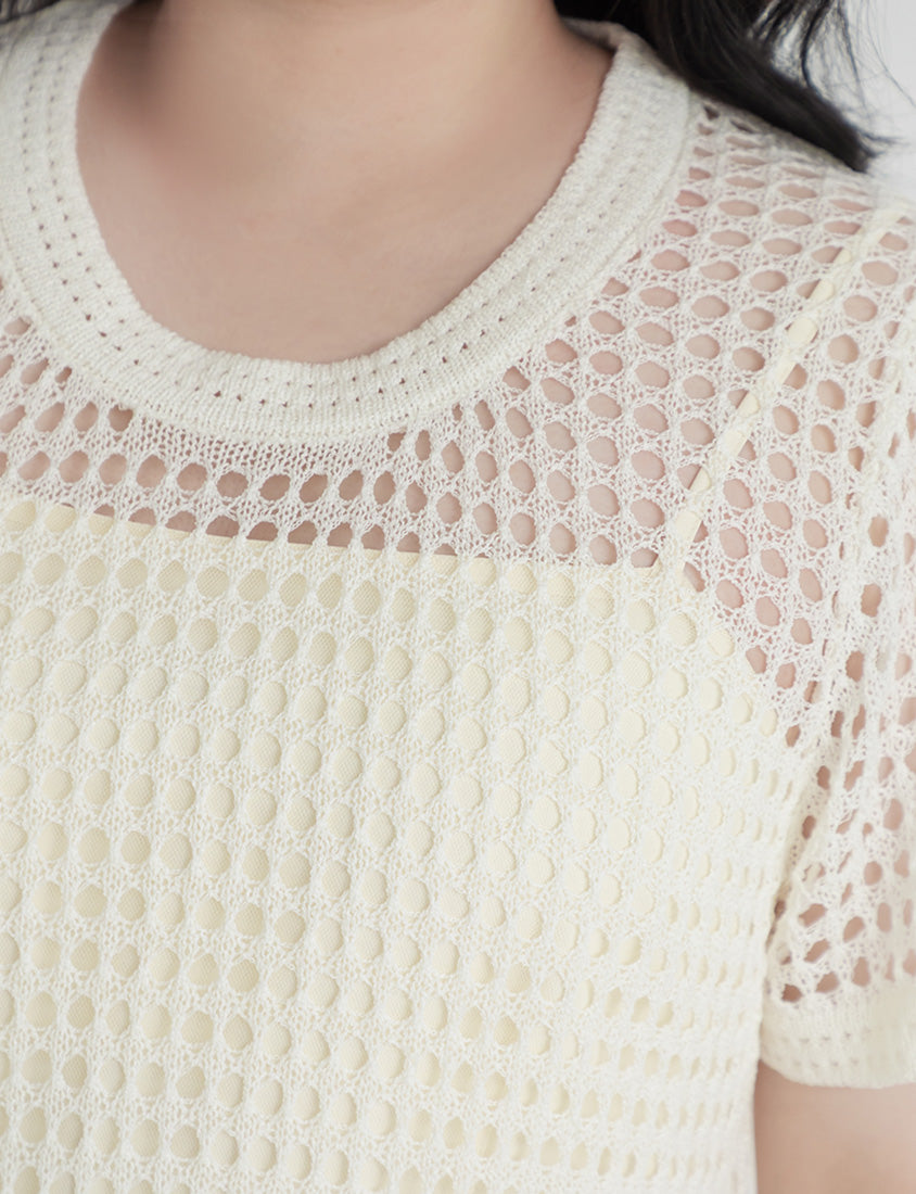 Summer Hollow Knit Short Sleeve Plus Size Top