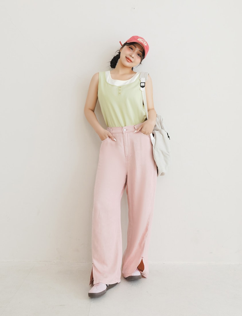 Versatile Faux Two Piece Button Front Plus Size Vest