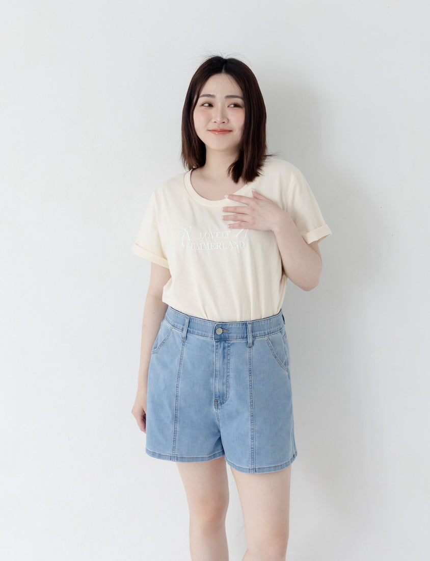 Sweet Bow Embroidery Plus Size Tee