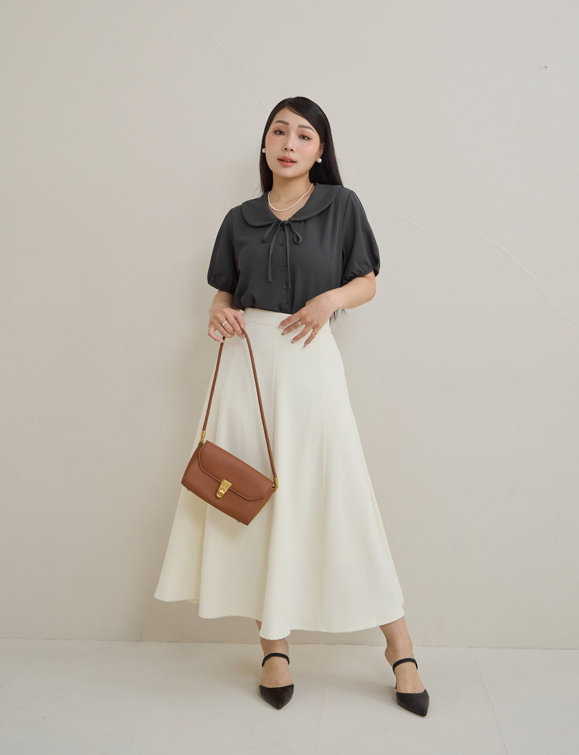 MISS. Silky Cool Wrinkle-Resistant Tie-Front Plus Size Collar Shirt