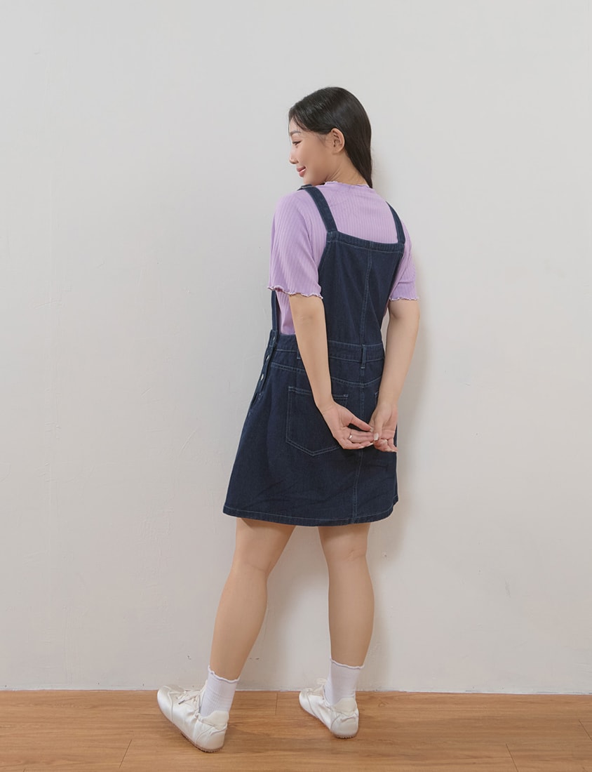 Playful Adjustable Denim Plus Size Overall Skirt