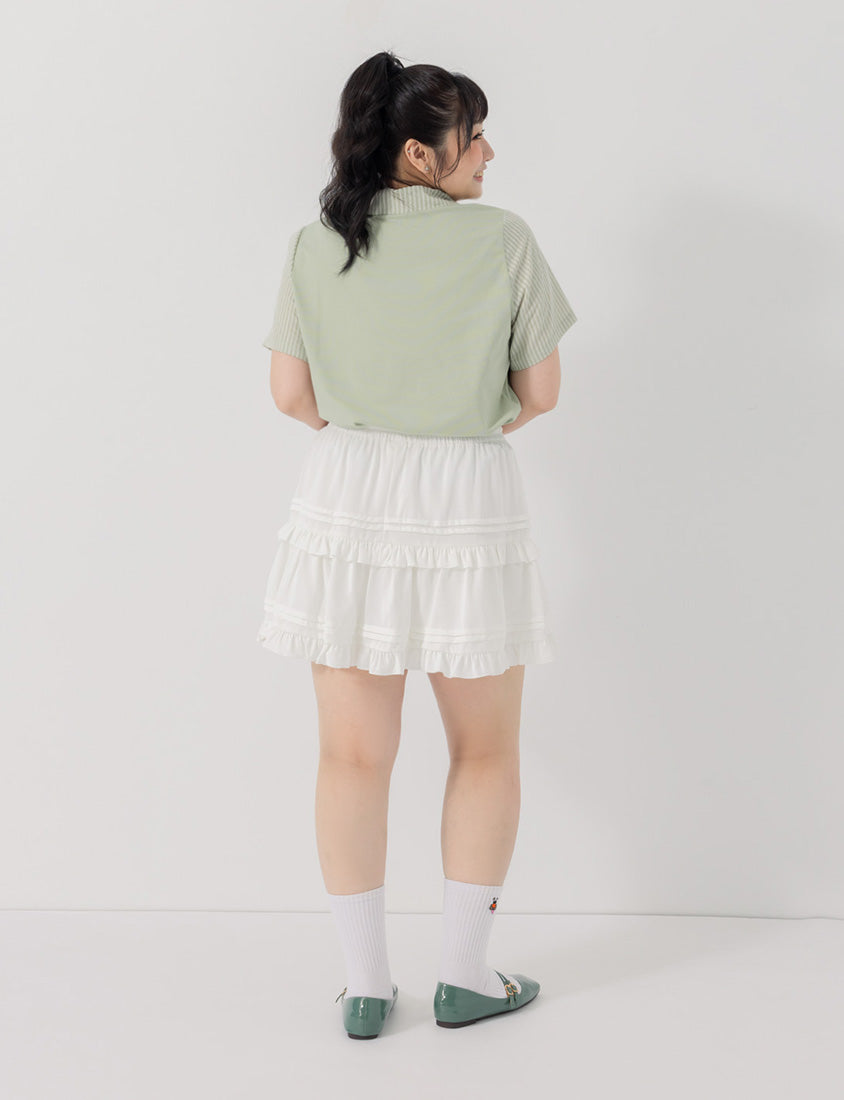 Sweet Tiered Puffy Plus Size Mini Skirt