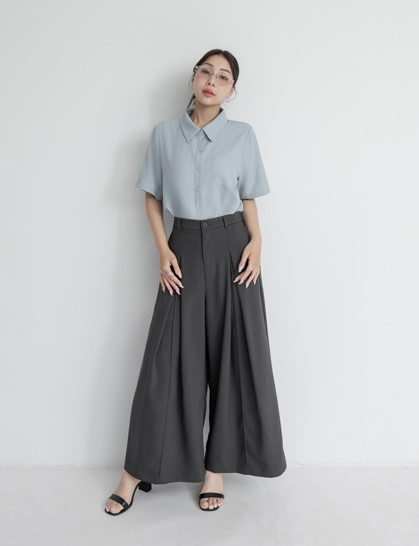 Pleated Cropped Plus Size Wide-Leg Pants