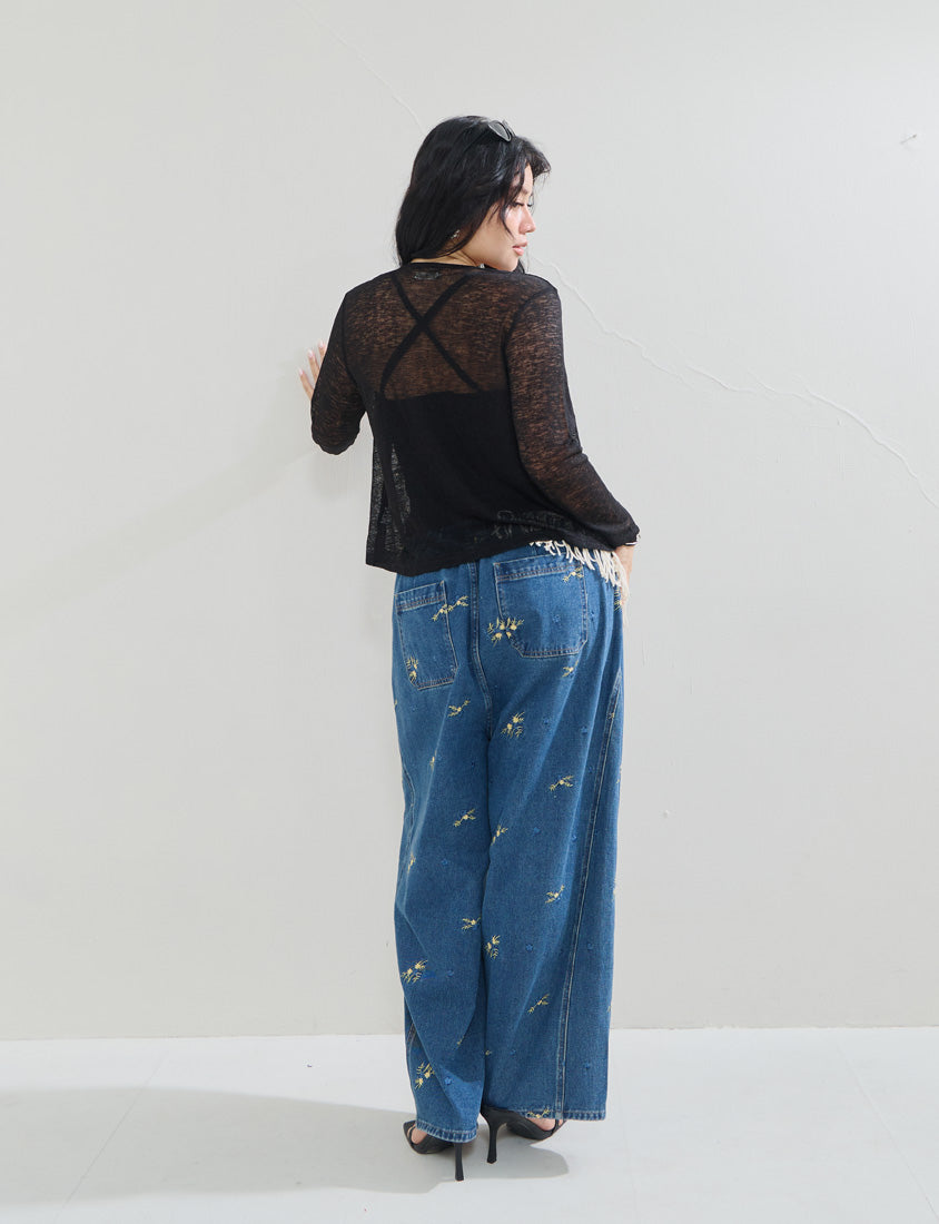 MUA! Textured Sheer Knit Plus Size Cardigan