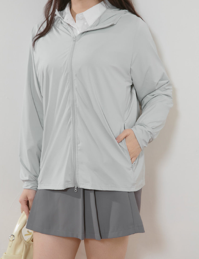 Icy Cooling Detachable Hooded Sun Protection Plus Size Jacket