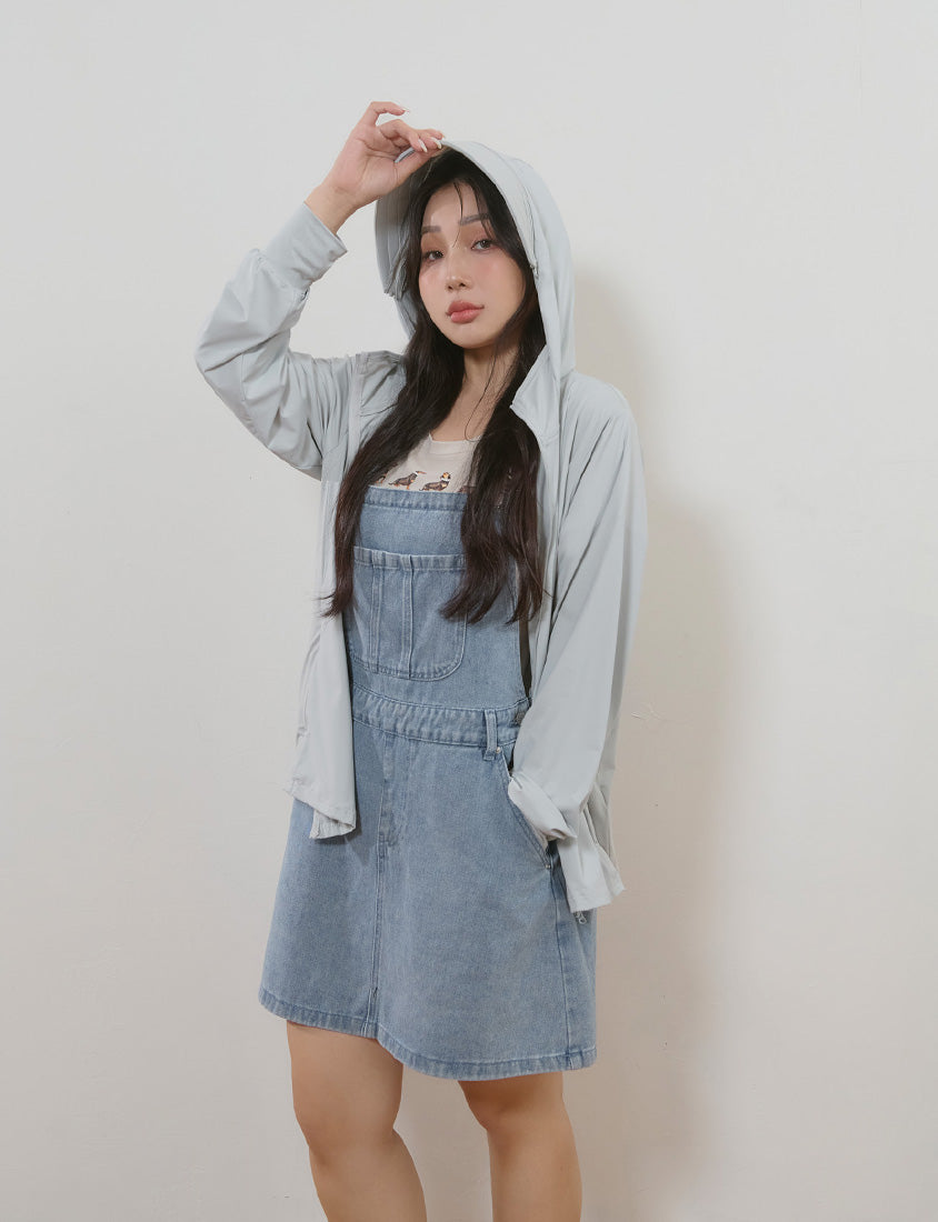 Playful Adjustable Denim Plus Size Overall Skirt