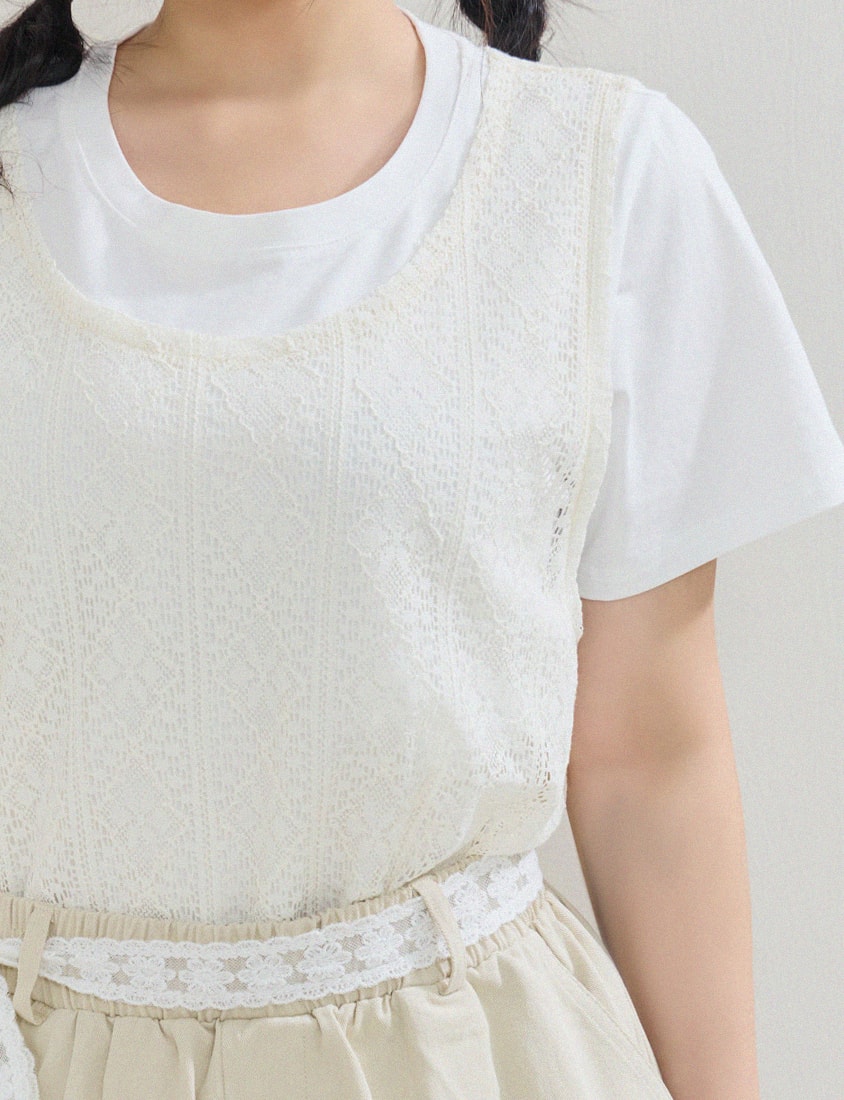 Layered Cutout Vest Two-Piece Plus Size Set