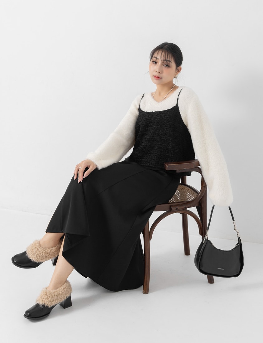 MISS. Adjustable Textured Furry Plus Size Vest