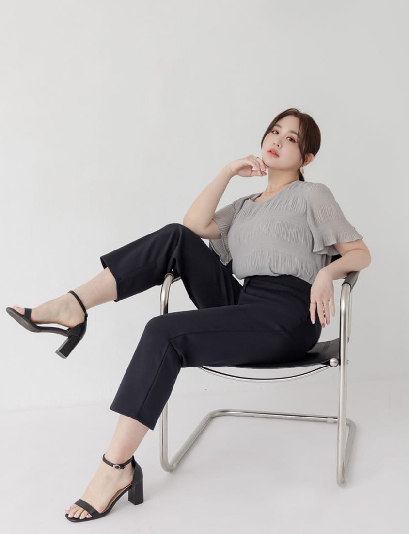 MISS. Korean Style Crinkled Plus Size Chiffon Top