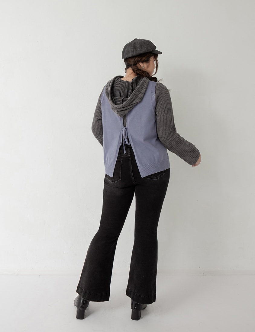 Layer Essential V-Neck Back Tie Plus Size Knit Vest