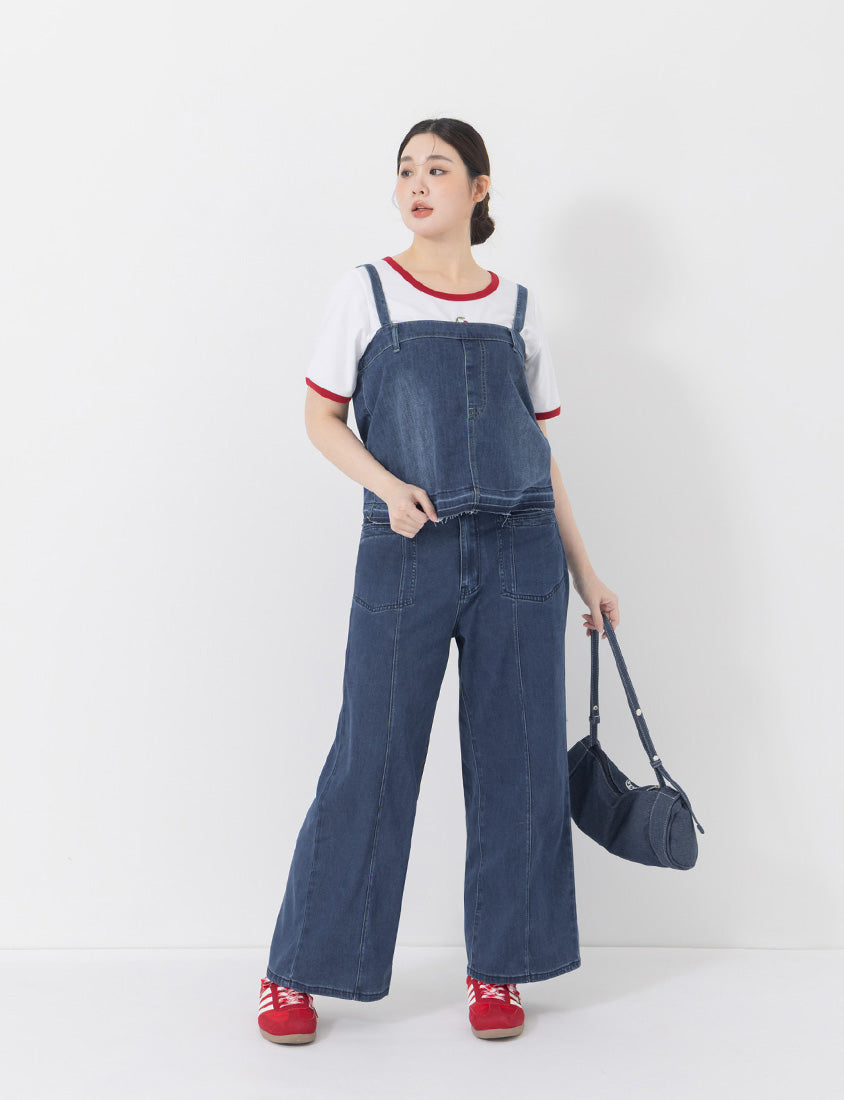 Contrast Cherry Embroidery Crewneck Plus Size Tee