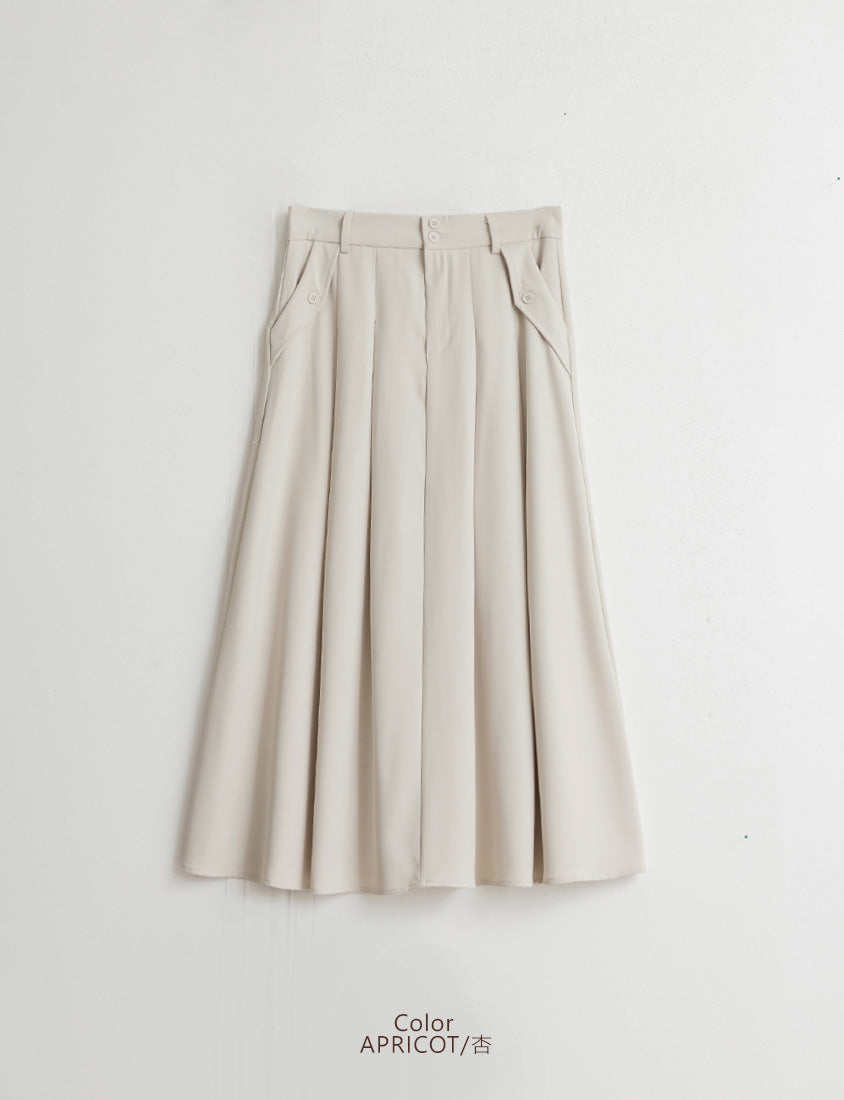 High Waist Double Button Pleated Chiffon Plus Size Skirt