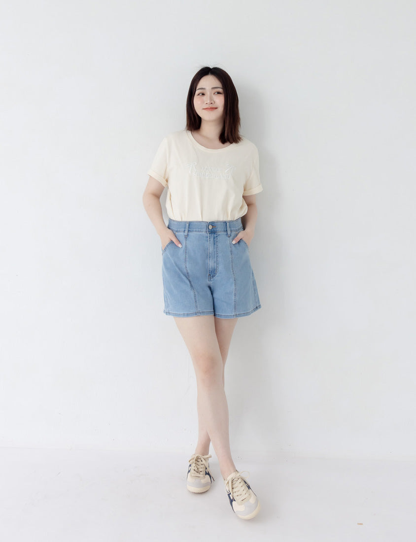 Sweet Bow Embroidery Plus Size Tee