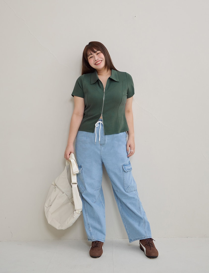 Instant Cool Cloud Cotton Double Zip Plus Size Shirt