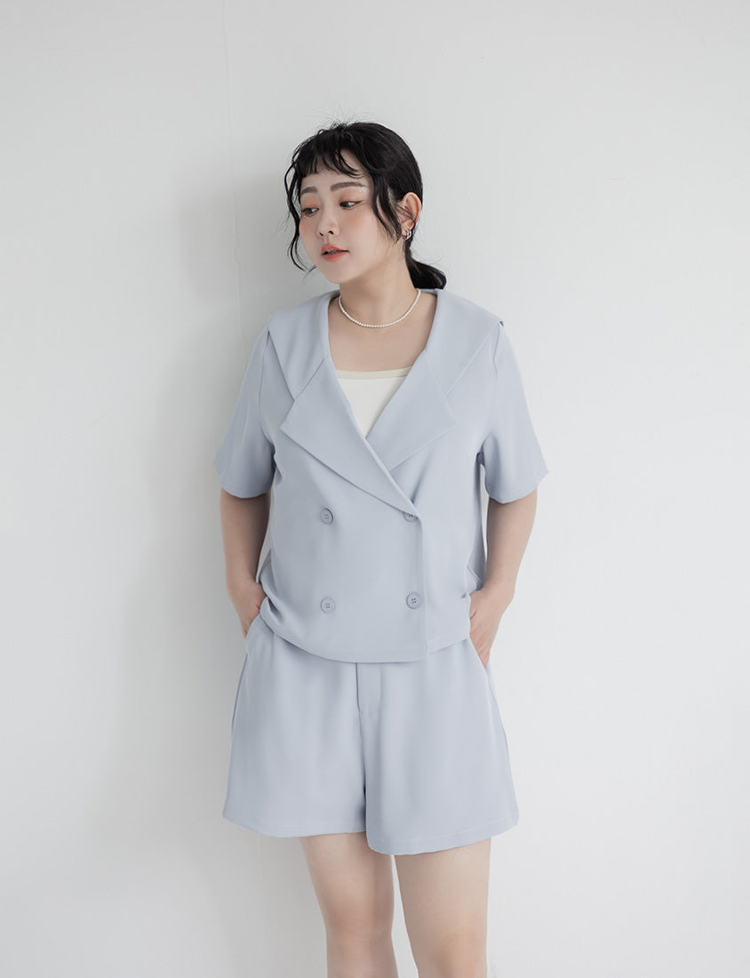 MISS. Silky Cooling Sailor Collar Plus Size Blazer