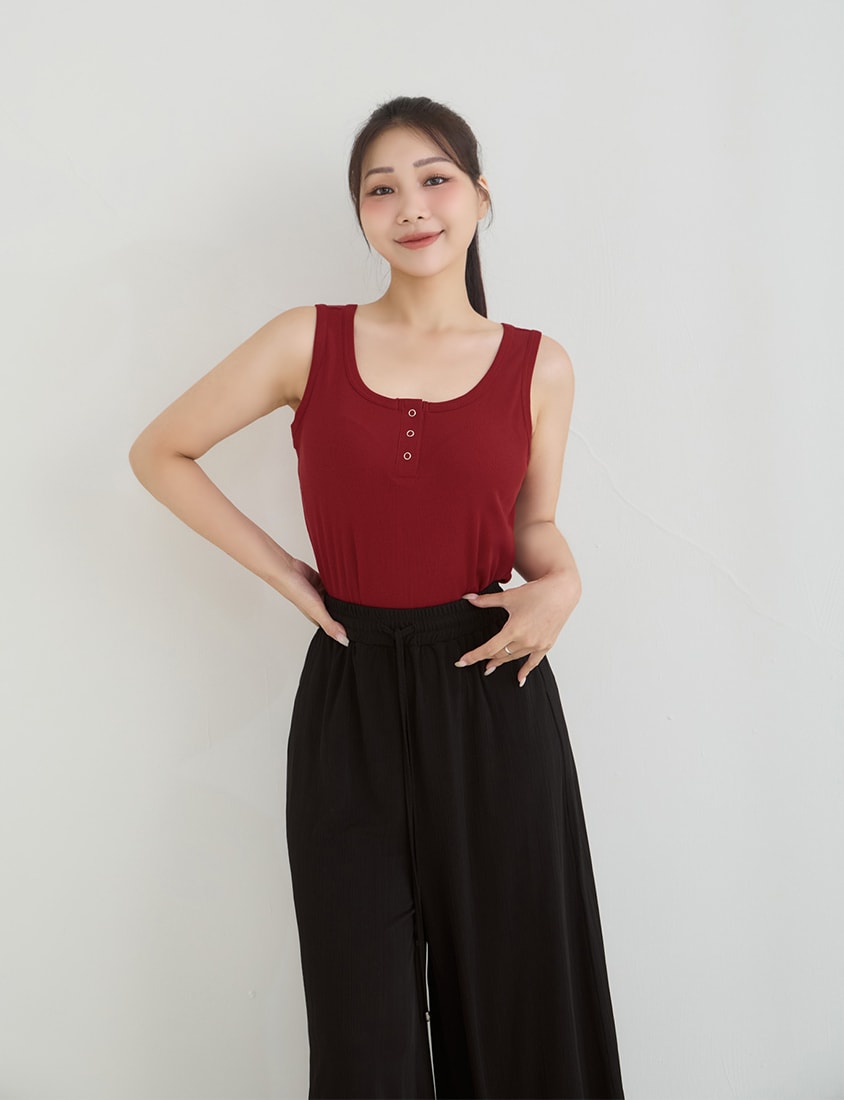 Cooling Lyocell Ribbed Crewneck Plus Size Tank Top