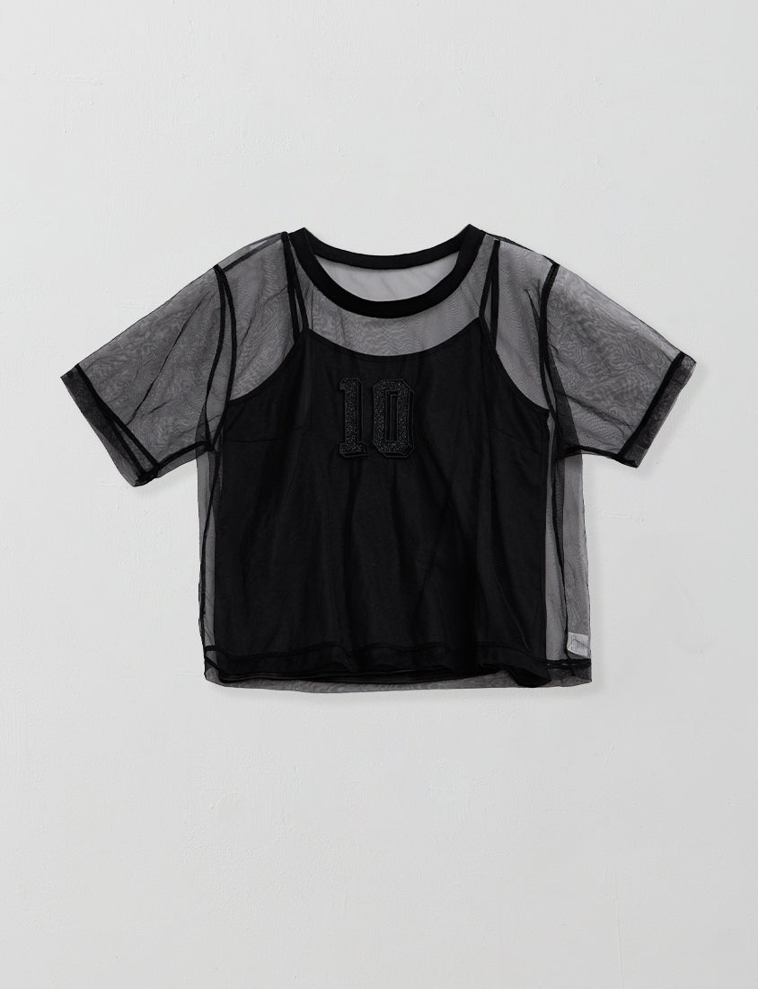 Sheer Mesh Sporty Top & Tank Plus Size Set