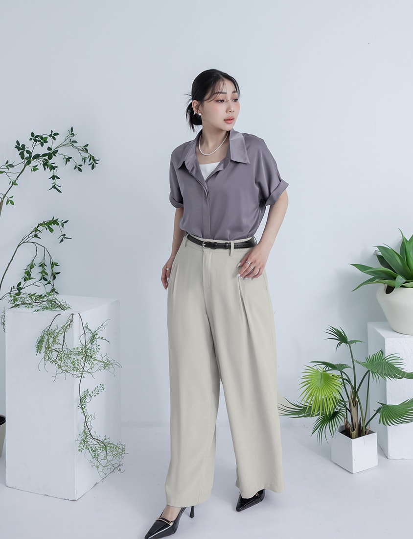 MISS. Lightweight Chiffon Waist Plus Size Long Pants