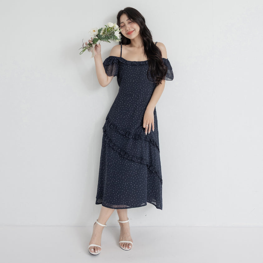 Heart Print Off-Shoulder Plus Size Cami Maxi Dress
