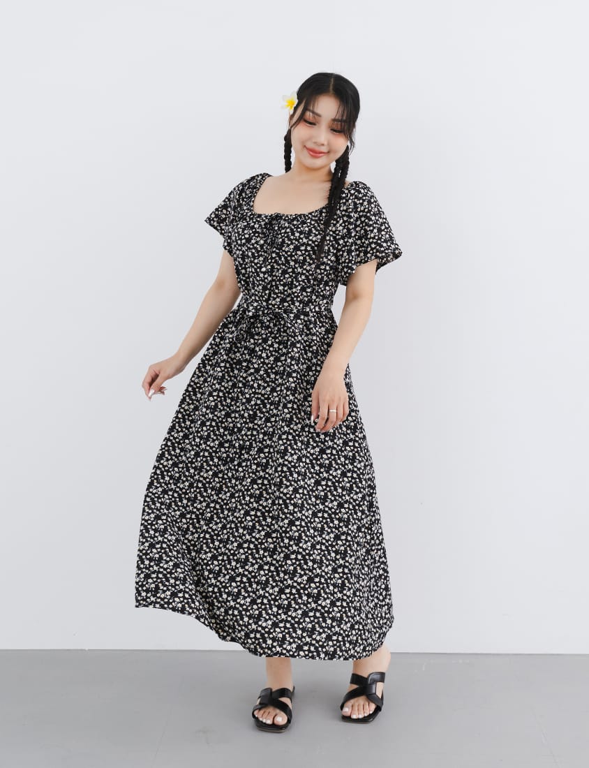 2-Way Off-Shoulder Floral Plus Size Maxi Dress (with Belt)