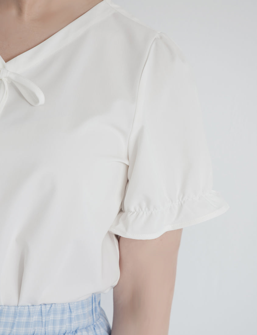 Cooling Tencel Silky Denim-Like Puff Sleeve Plus Size Shirt