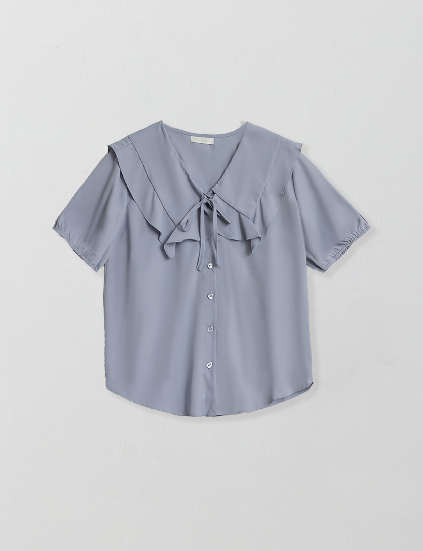 MISS. Ruffle Collar Chiffon Plus Size Shirt