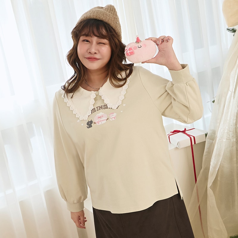 Winter Heart Print Plus Size Sweatshirt (Little Heart Collab)