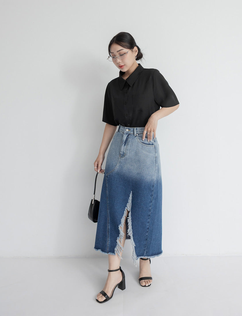 MISS. Silky Cool Classic Morandi Plus Size Shirt