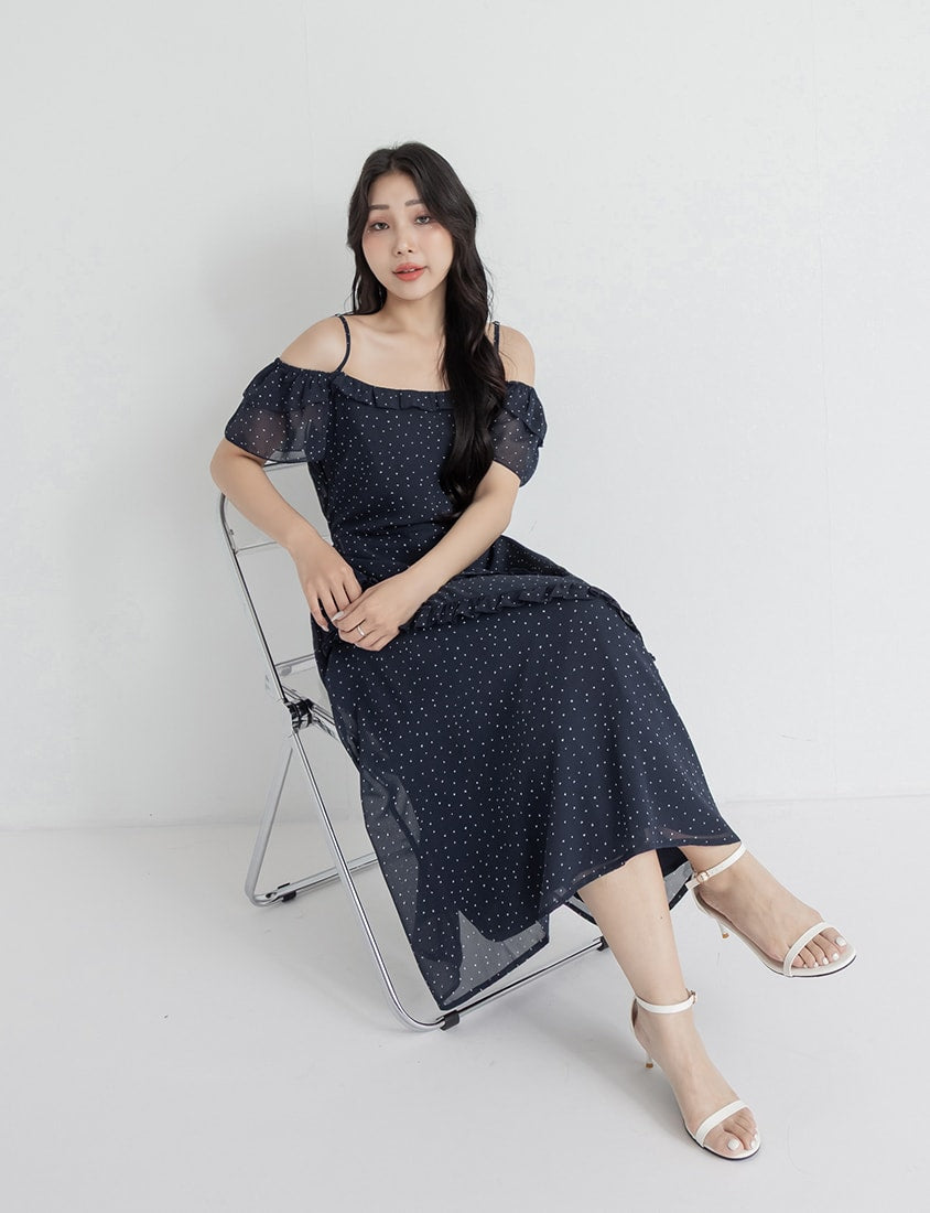 Heart Print Off-Shoulder Plus Size Cami Maxi Dress