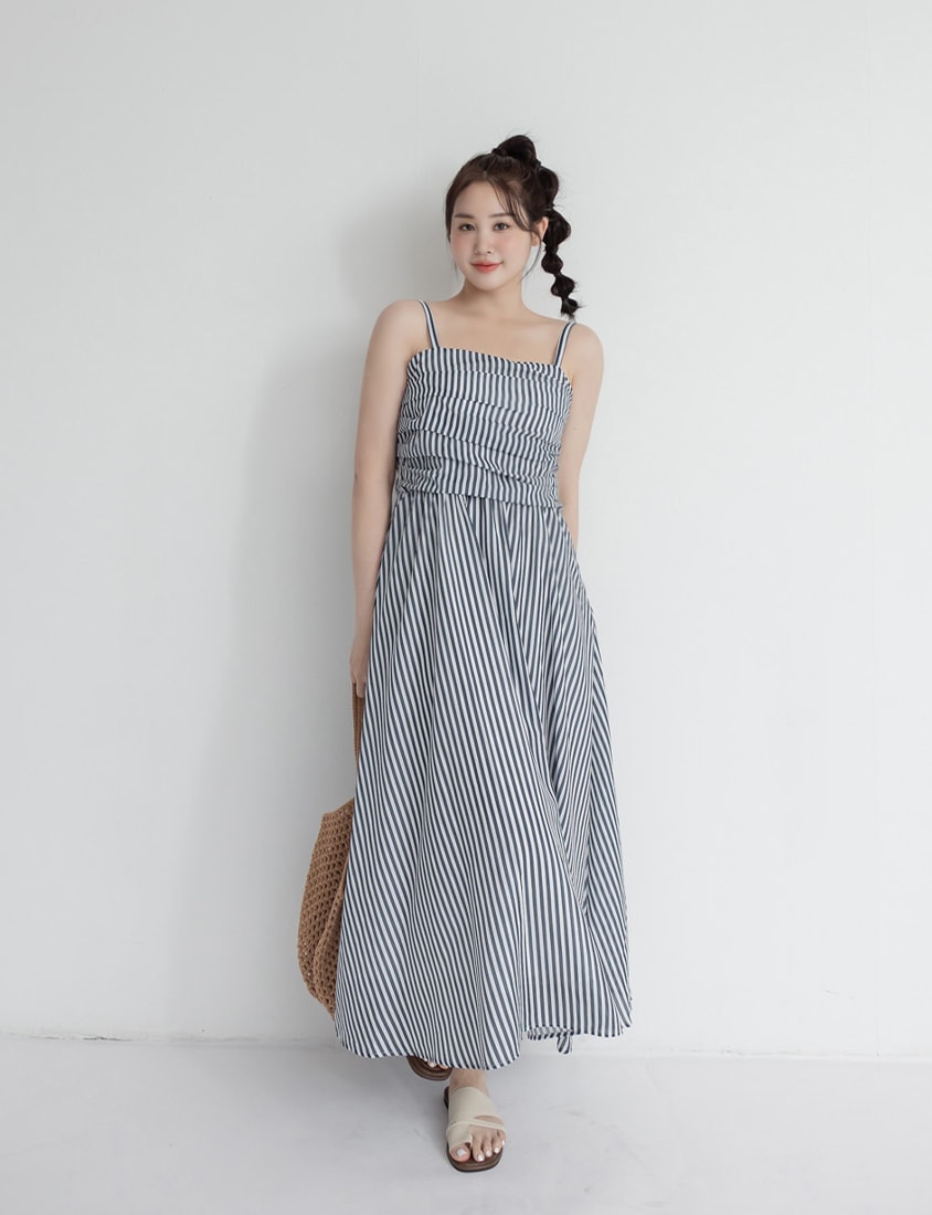Vacay Stripe Adjustable Strap Plus Size Maxi Dress