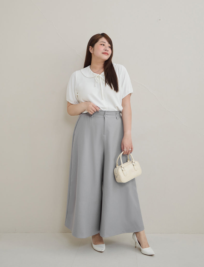 MISS. Silky Cool Wrinkle-Resistant Tie-Front Plus Size Collar Shirt