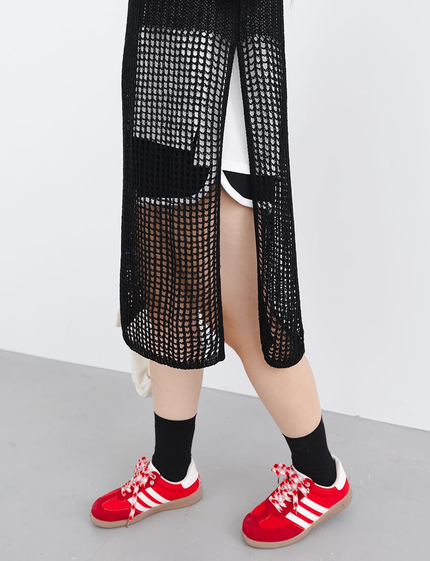 Japanese Style Side Slit Long Knit Plus Size Vest
