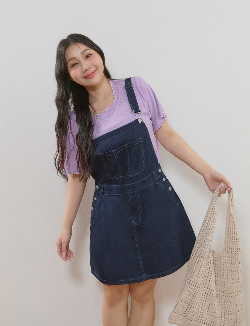 Playful Adjustable Denim Plus Size Overall Skirt