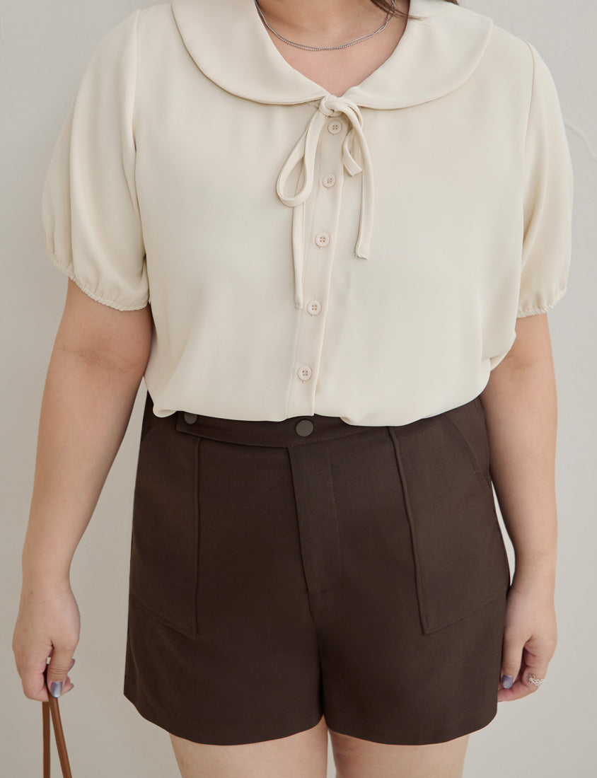 MISS. Silky Cool Wrinkle-Resistant Tie-Front Plus Size Collar Shirt
